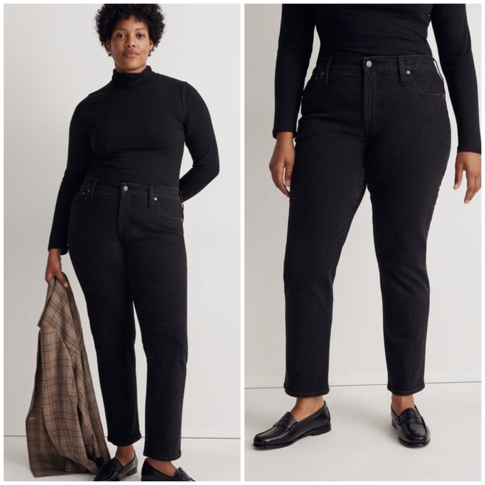 Madewell The Mid-Rise Perfect Vintage Jeans in Clean Black Wash Stretch